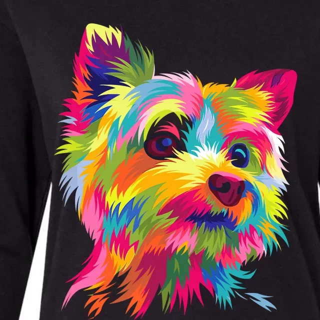 Yorkshire Terrier Funny Yorkie Pop Art Popart Dog Gift Womens Cotton Relaxed Long Sleeve T-Shirt