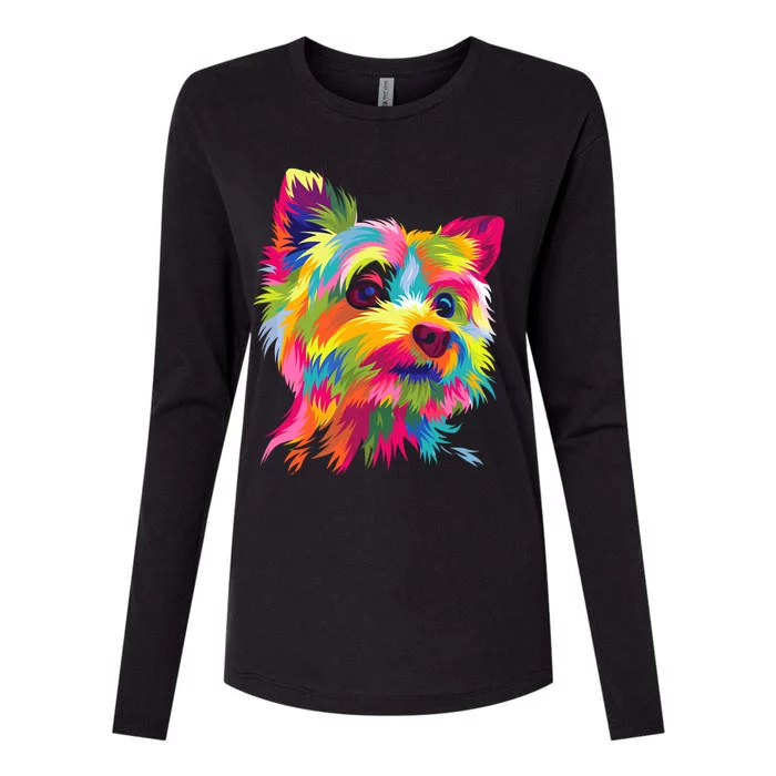 Yorkshire Terrier Funny Yorkie Pop Art Popart Dog Gift Womens Cotton Relaxed Long Sleeve T-Shirt