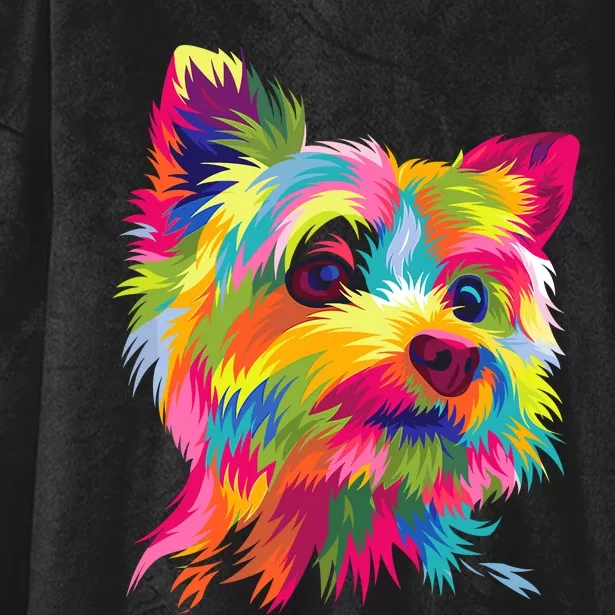 Yorkshire Terrier Funny Yorkie Pop Art Popart Dog Gift Hooded Wearable Blanket