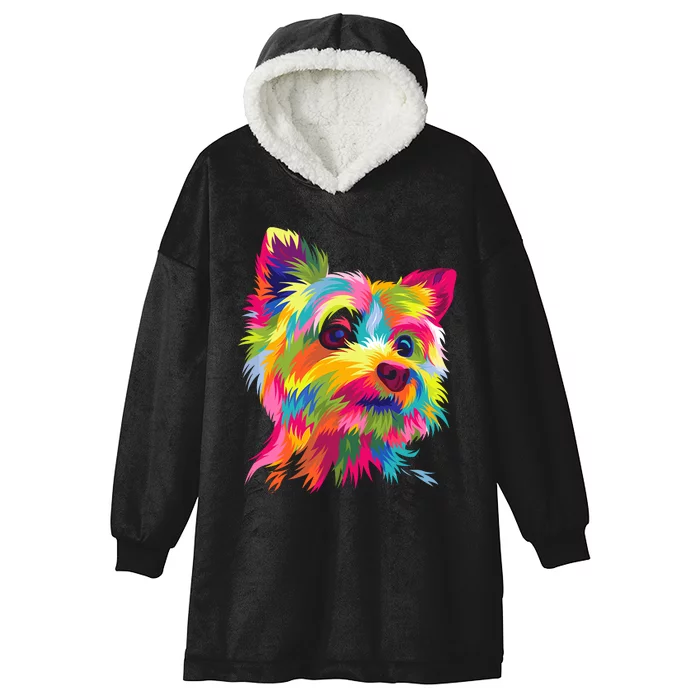 Yorkshire Terrier Funny Yorkie Pop Art Popart Dog Gift Hooded Wearable Blanket