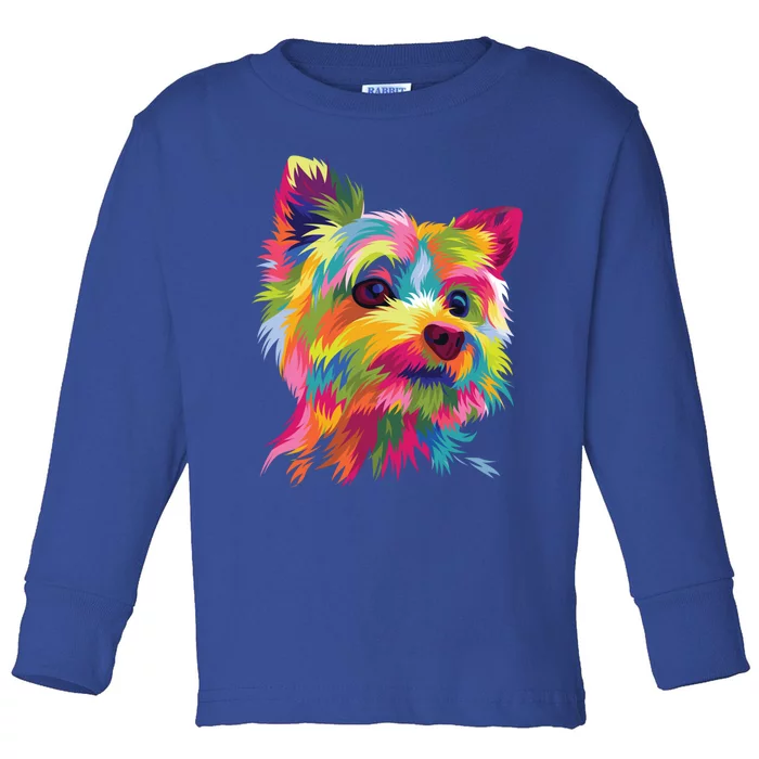 Yorkshire Terrier Funny Yorkie Pop Art Popart Dog Gift Toddler Long Sleeve Shirt