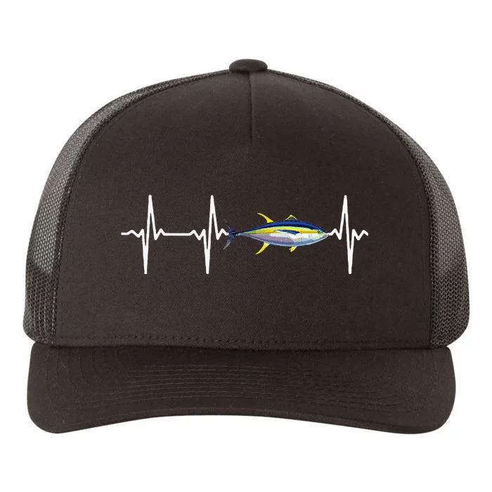 Yellowfin Tuna Heartbeat For Saltwater Fish Fishing Lovers Yupoong Adult 5-Panel Trucker Hat