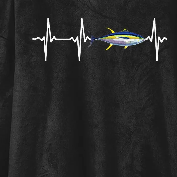 Yellowfin Tuna Heartbeat For Saltwater Fish Fishing Lovers Hooded Wearable Blanket