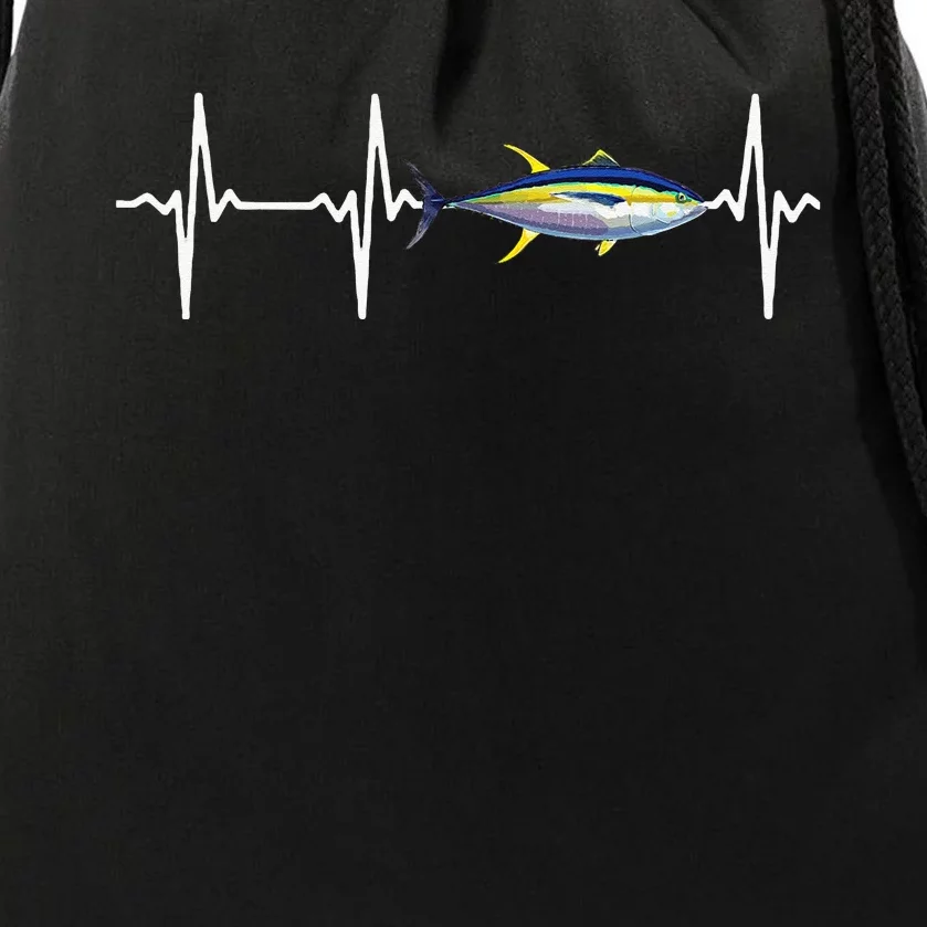 Yellowfin Tuna Heartbeat For Saltwater Fish Fishing Lovers Drawstring Bag