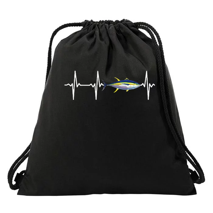 Yellowfin Tuna Heartbeat For Saltwater Fish Fishing Lovers Drawstring Bag