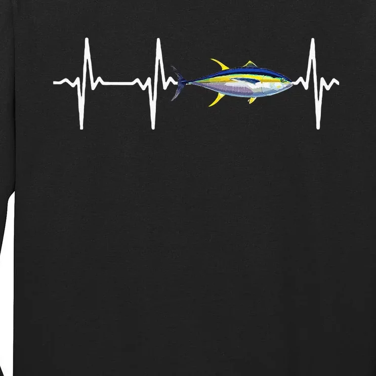 Yellowfin Tuna Heartbeat For Saltwater Fish Fishing Lovers Tall Long Sleeve T-Shirt