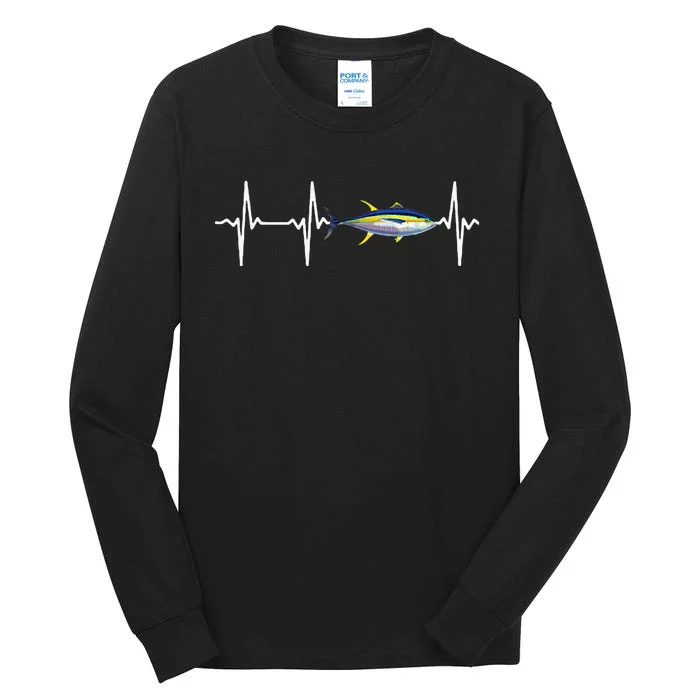 Yellowfin Tuna Heartbeat For Saltwater Fish Fishing Lovers Tall Long Sleeve T-Shirt