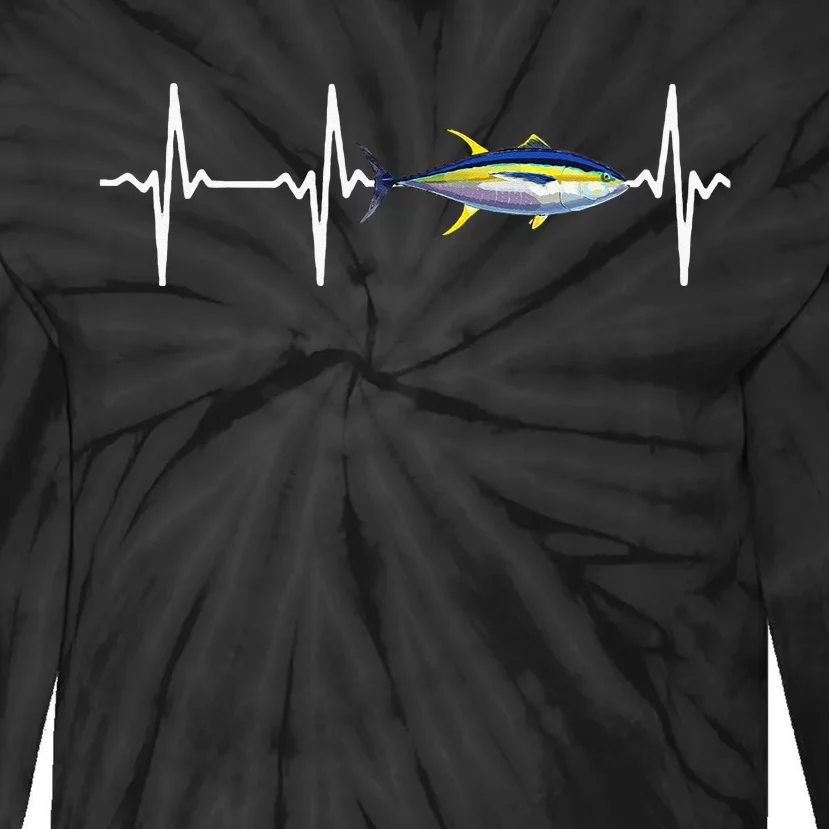 Yellowfin Tuna Heartbeat For Saltwater Fish Fishing Lovers Tie-Dye Long Sleeve Shirt