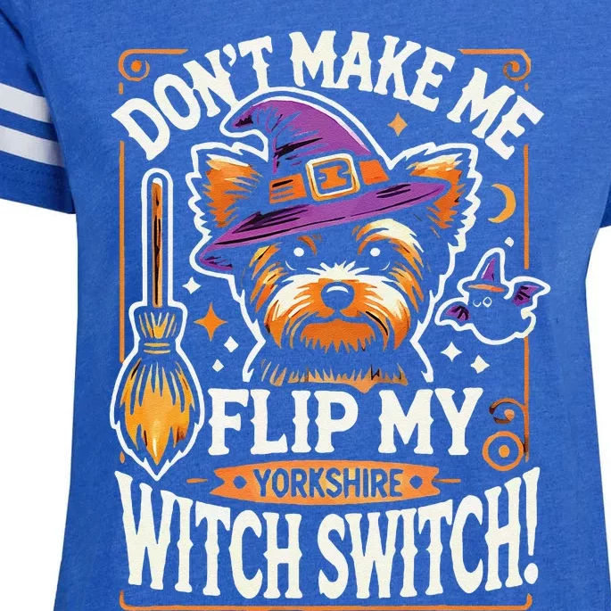 Yorkshire Terrier Halloween Costume Flip My Witch Switch Enza Ladies Jersey Football T-Shirt