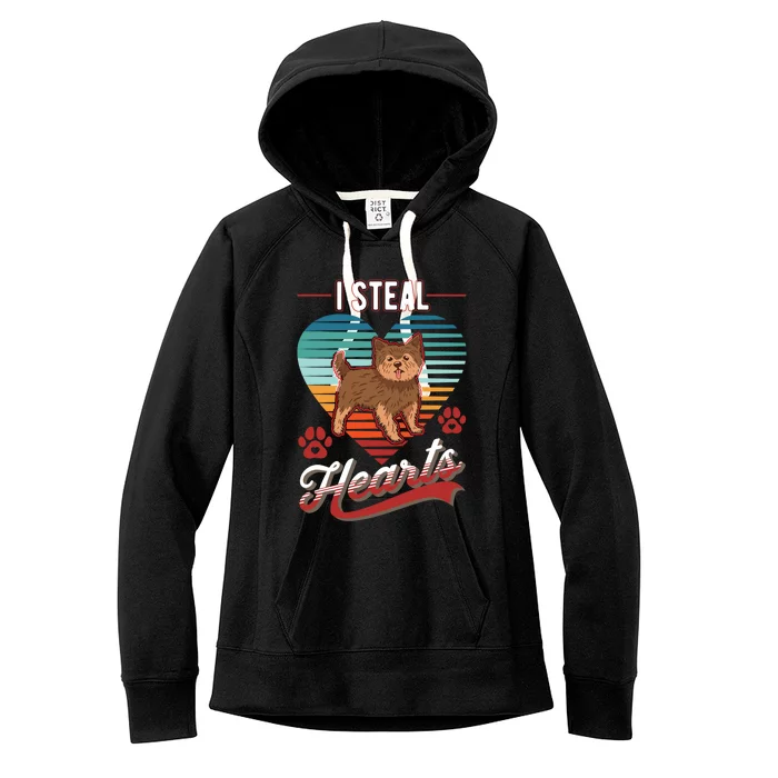 Yorkshire Terrier I Steal Hearts Valentines Day Yorkie Gift Women's Fleece Hoodie