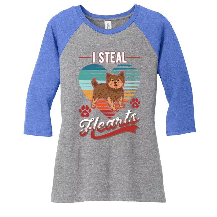 Yorkshire Terrier I Steal Hearts Valentines Day Yorkie Gift Women's Tri-Blend 3/4-Sleeve Raglan Shirt