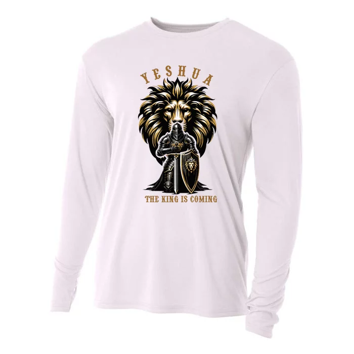 Yeshua The King Is Coming Jesus Christ Christian Verse Bible Cooling Performance Long Sleeve Crew