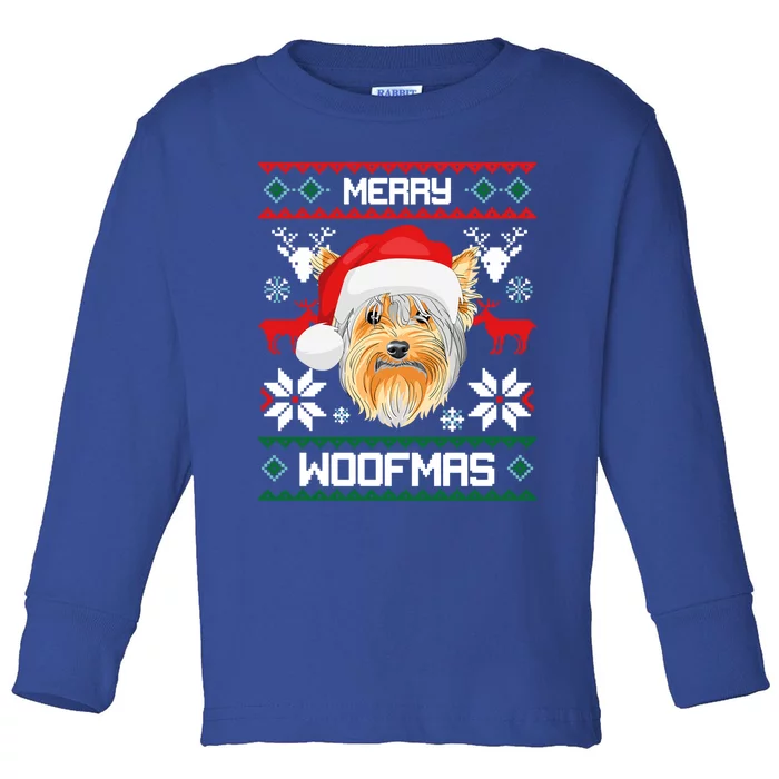 Yorkshire Terrier Merry Woofmas Gift For Christmas Xmas Great Gift Toddler Long Sleeve Shirt