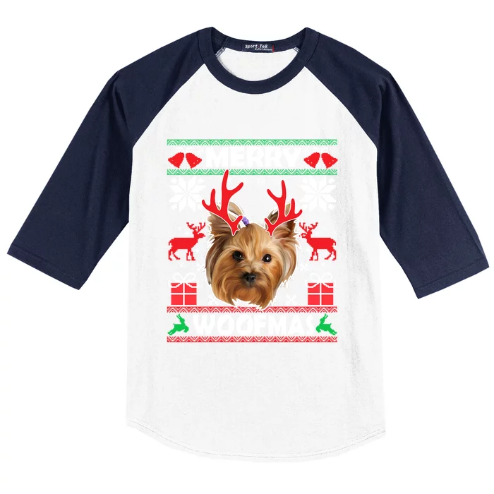 Yorkshire Terrier Merry Woofmas Christmas Dog Ugly Sweater Meaningful Gift Baseball Sleeve Shirt