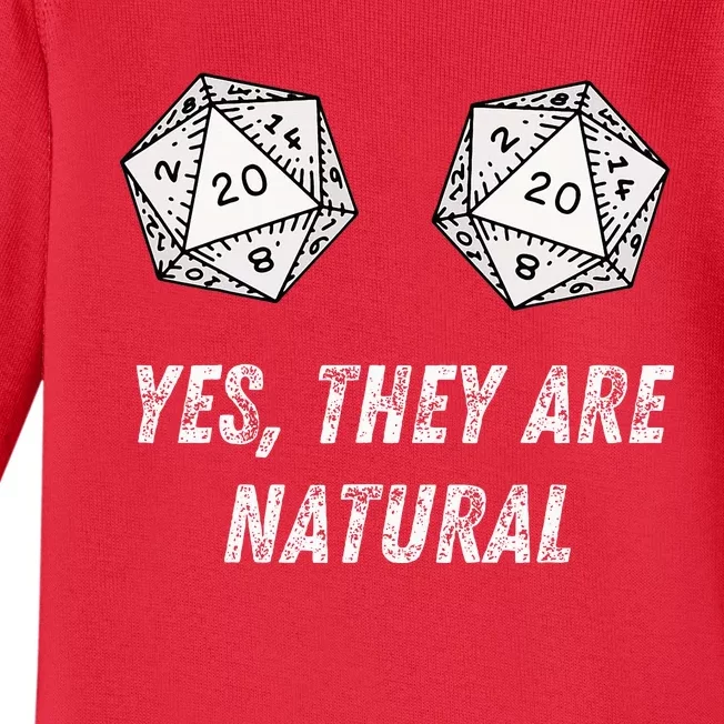 Yes TheyRe Natural D20 20 Dice Funny Rpg Board Gamer Humor Baby Long Sleeve Bodysuit