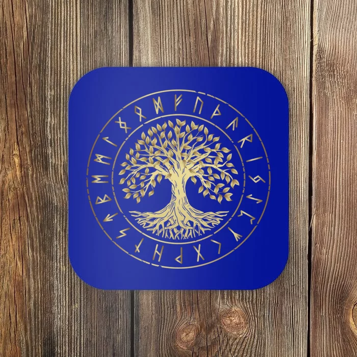 Yggdrasil Tree Of Life Viking Runes Gift Coaster