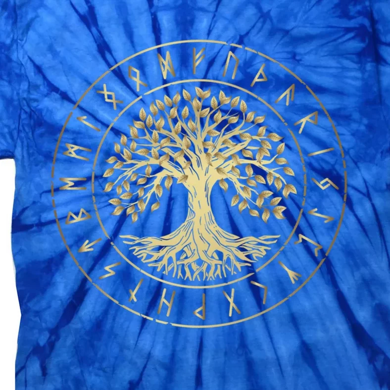 Yggdrasil Tree Of Life Viking Runes Gift Tie-Dye T-Shirt