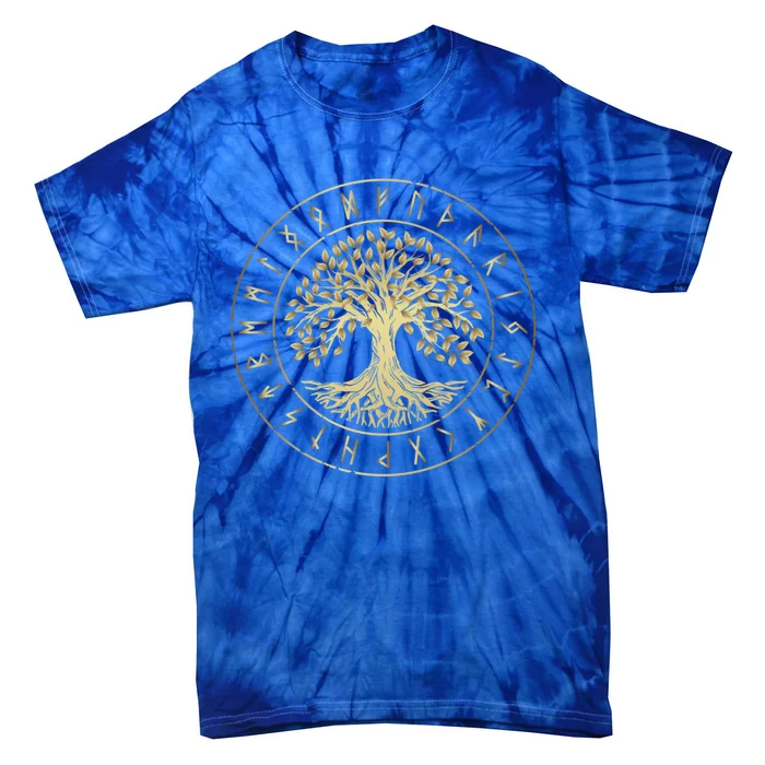 Yggdrasil Tree Of Life Viking Runes Gift Tie-Dye T-Shirt