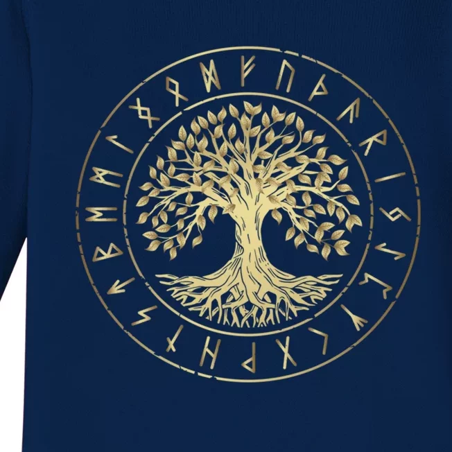 Yggdrasil Tree Of Life Viking Runes Gift Baby Long Sleeve Bodysuit