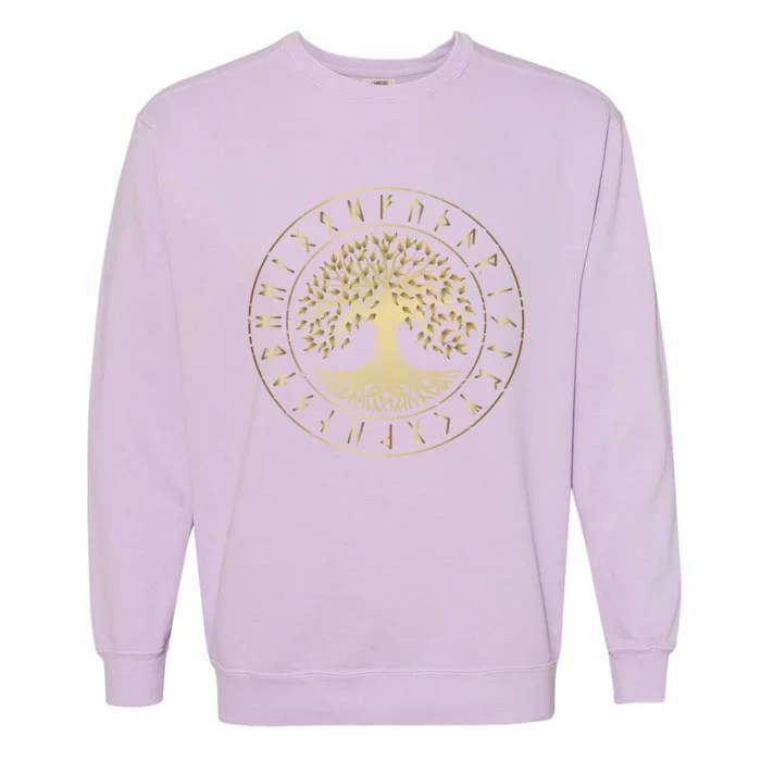 Yggdrasil Tree Of Life Viking Runes Gift Garment-Dyed Sweatshirt