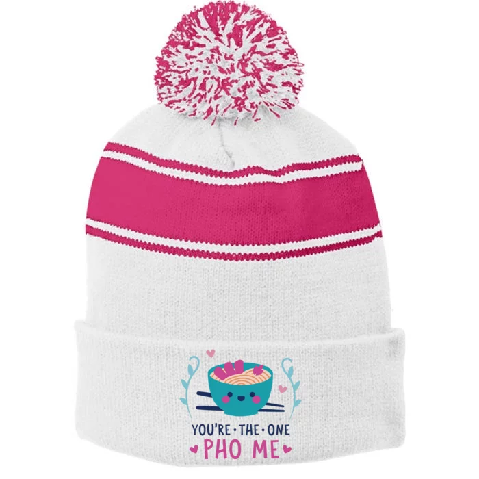 You're The One Pho Me Stripe Pom Pom Beanie