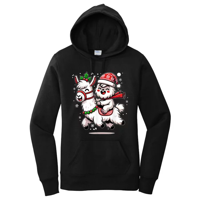 Yeti To Party With Cute Llama Christmas Pajama Xmas Women's Pullover Hoodie