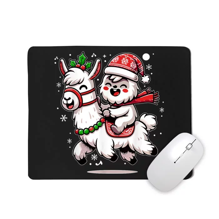 Yeti To Party With Cute Llama Christmas Pajama Xmas Mousepad