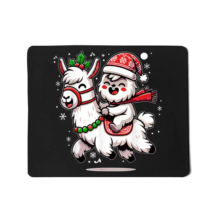 Yeti To Party With Cute Llama Christmas Pajama Xmas Mousepad