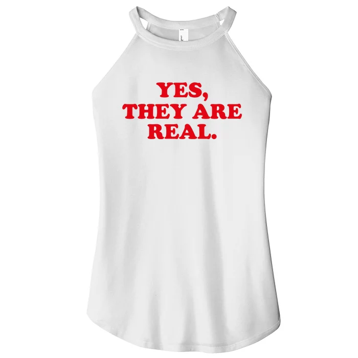 Yes They're Real Funny Saying Women’s Perfect Tri Rocker Tank