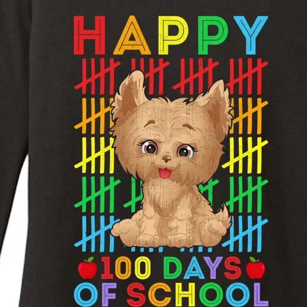 Yorkshire Terrier Teacher Student Happy 100 Days Of School Gift Womens CVC Long Sleeve Shirt