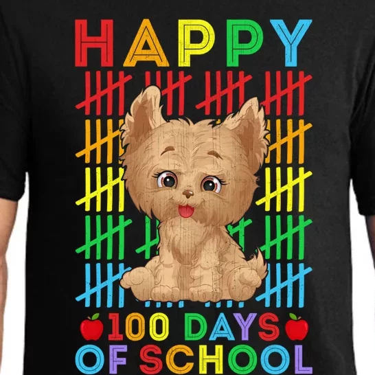 Yorkshire Terrier Teacher Student Happy 100 Days Of School Gift Pajama Set