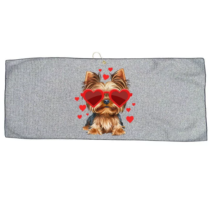 Yorkshire Terrier Valentines Day Yorkie Lover Large Microfiber Waffle Golf Towel