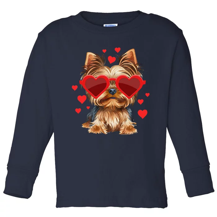 Yorkshire Terrier Valentines Day Yorkie Lover Toddler Long Sleeve Shirt