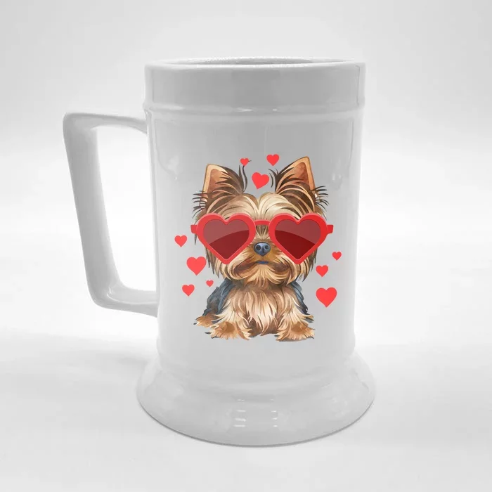 Yorkshire Terrier Valentines Day Yorkie Lover Gift Front & Back Beer Stein