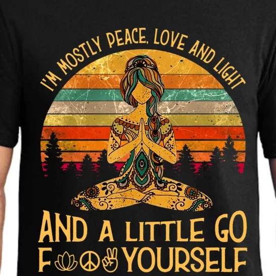 Yoga Tattoo Women I&X27;M Mostly Peace Love And Light Pajama Set