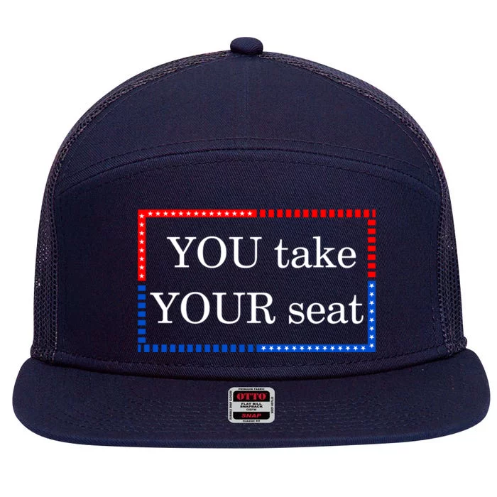 You Take Your Seat Anti Biden's Cue Cards 7 Panel Mesh Trucker Snapback Hat