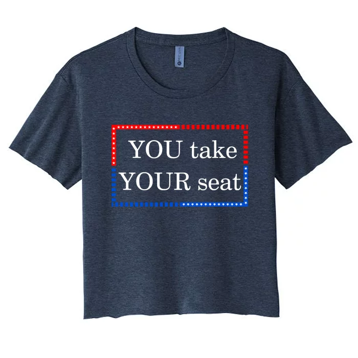 You Take Your Seat Anti Biden's Cue Cards Women's Crop Top Tee