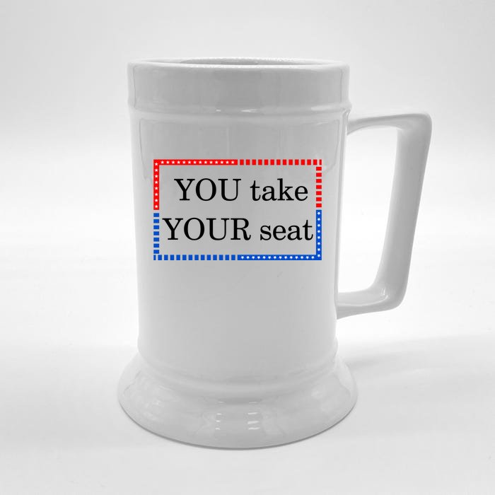 You Take Your Seat Anti Biden's Cue Cards Front & Back Beer Stein