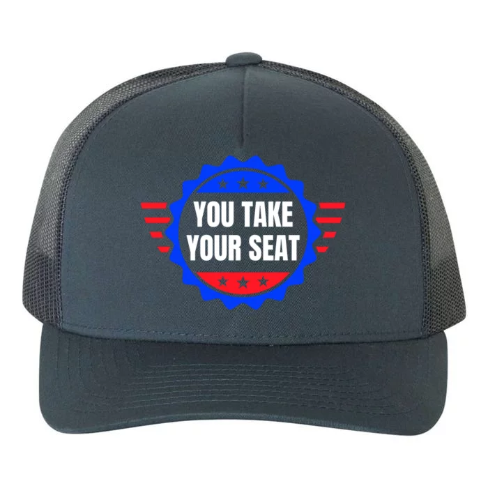 You Take Your Seat Anti Biden's Cue Cards USA Stars Stripes Yupoong Adult 5-Panel Trucker Hat