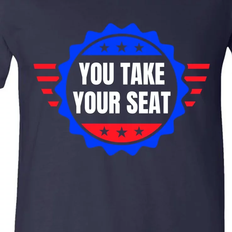 You Take Your Seat Anti Biden's Cue Cards USA Stars Stripes V-Neck T-Shirt