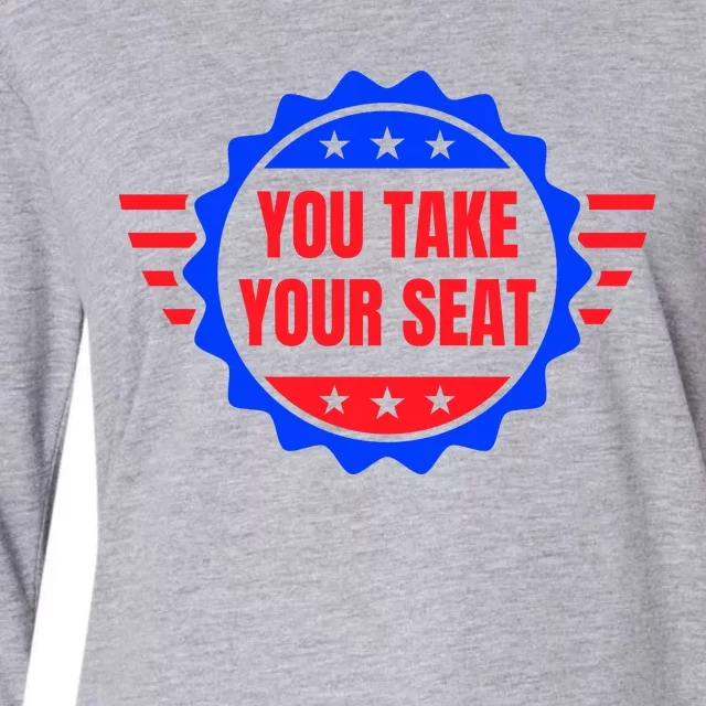 You Take Your Seat Anti Biden's Cue Cards USA Stars Stripes Womens Cotton Relaxed Long Sleeve T-Shirt