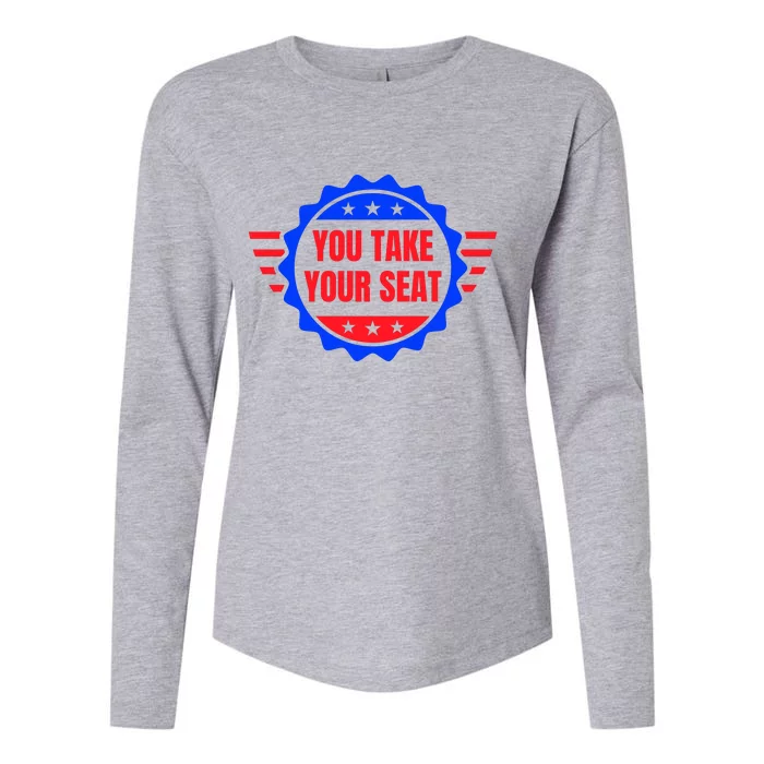 You Take Your Seat Anti Biden's Cue Cards USA Stars Stripes Womens Cotton Relaxed Long Sleeve T-Shirt