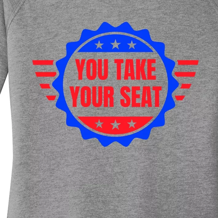 You Take Your Seat Anti Biden's Cue Cards USA Stars Stripes Women's Perfect Tri Tunic Long Sleeve Shirt