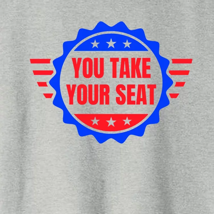 You Take Your Seat Anti Biden's Cue Cards USA Stars Stripes Women's Crop Top Tee