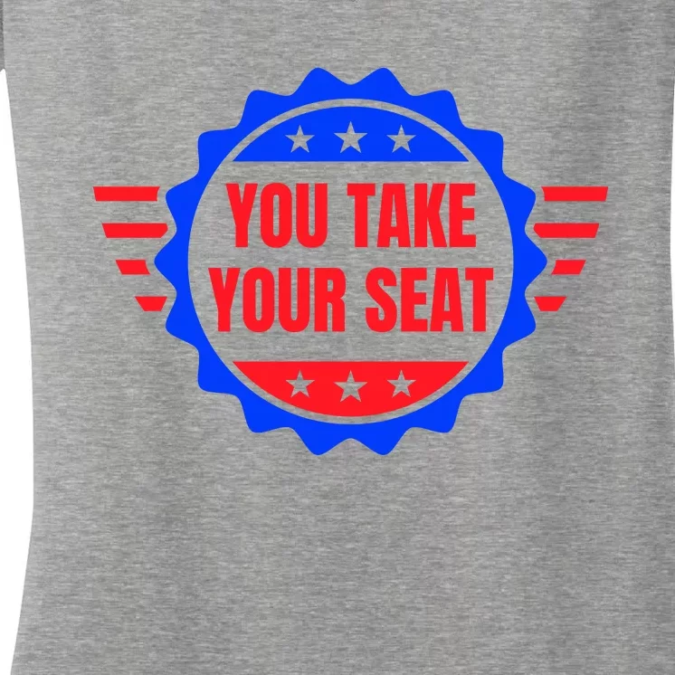 You Take Your Seat Anti Biden's Cue Cards USA Stars Stripes Women's V-Neck T-Shirt