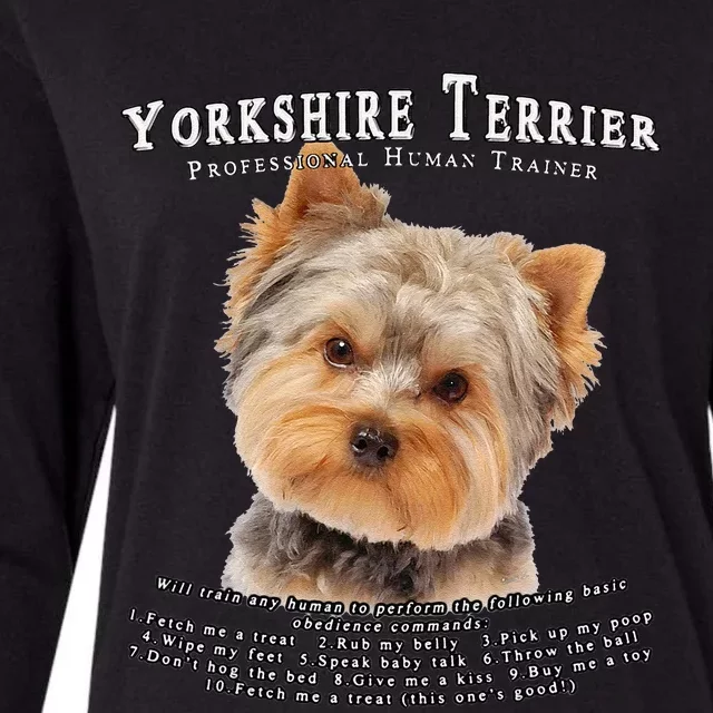 Yorkshire Terrier Yorkie Owner Lover Human Trainer Cute Dog Womens Cotton Relaxed Long Sleeve T-Shirt