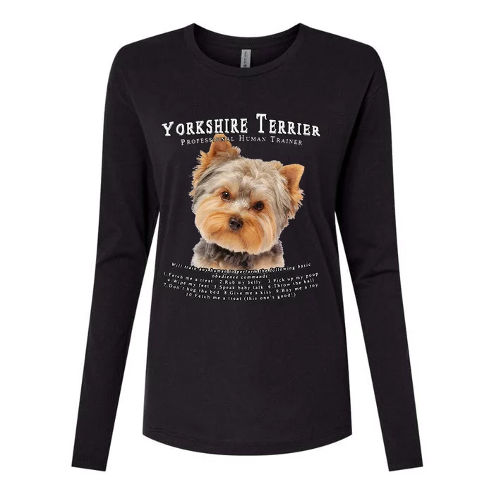 Yorkshire Terrier Yorkie Owner Lover Human Trainer Cute Dog Womens Cotton Relaxed Long Sleeve T-Shirt