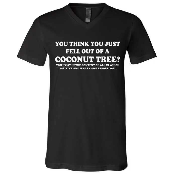 You Think You Just Fell Out Of A Coconut Tree Funny Saying V-Neck T-Shirt