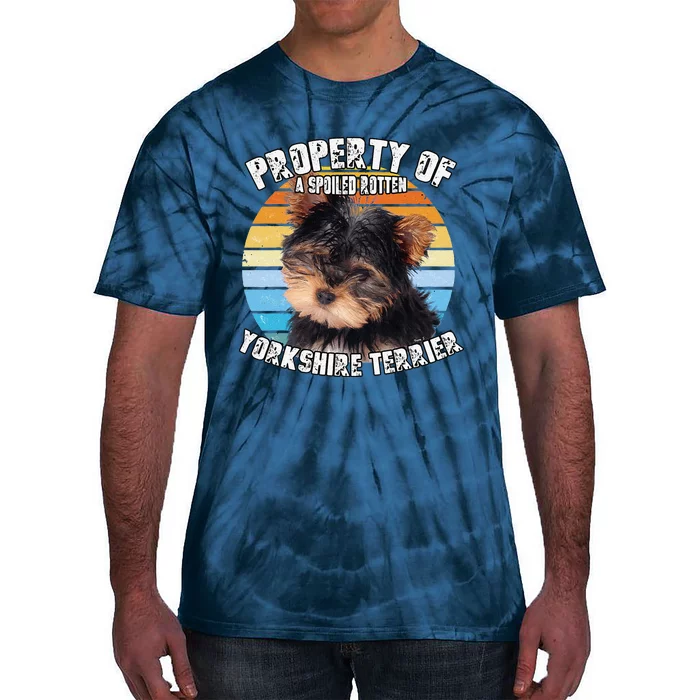 Yorkshire Terrier Yorkie Puppy Owner Lover Retro Property Of Cute Dog Tie-Dye T-Shirt