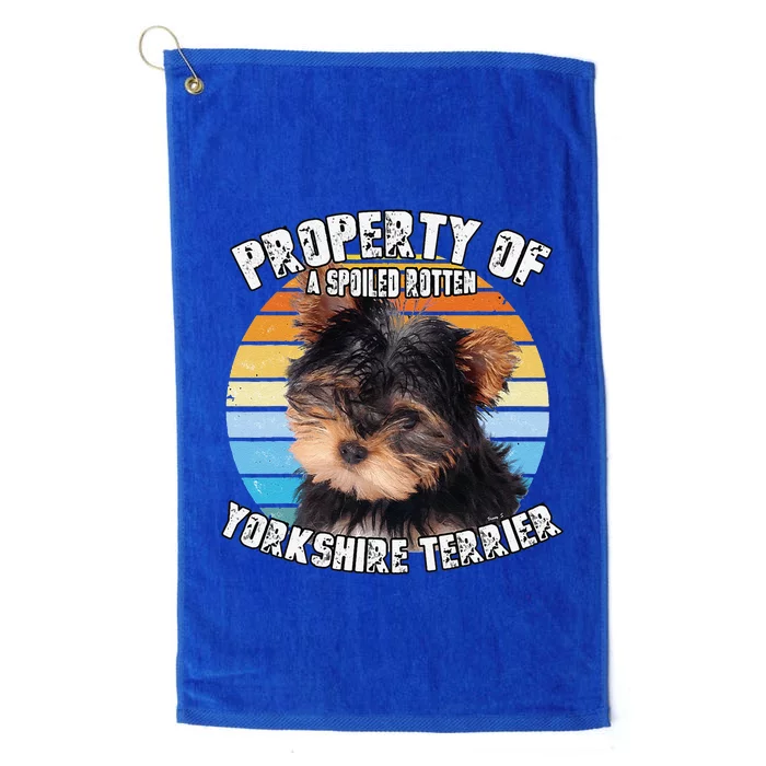 Yorkshire Terrier Yorkie Puppy Owner Lover Retro Property Of Cute Dog Platinum Collection Golf Towel